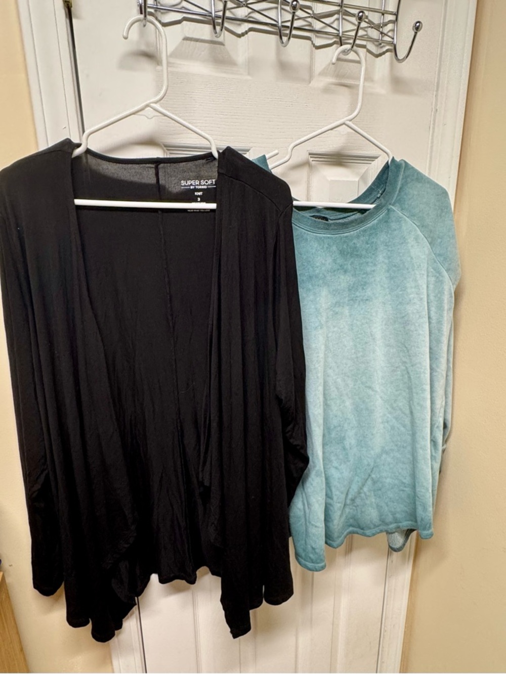 Black Open Front Cardigan & Teal Crewneck Pullover Set from Torrid 3X